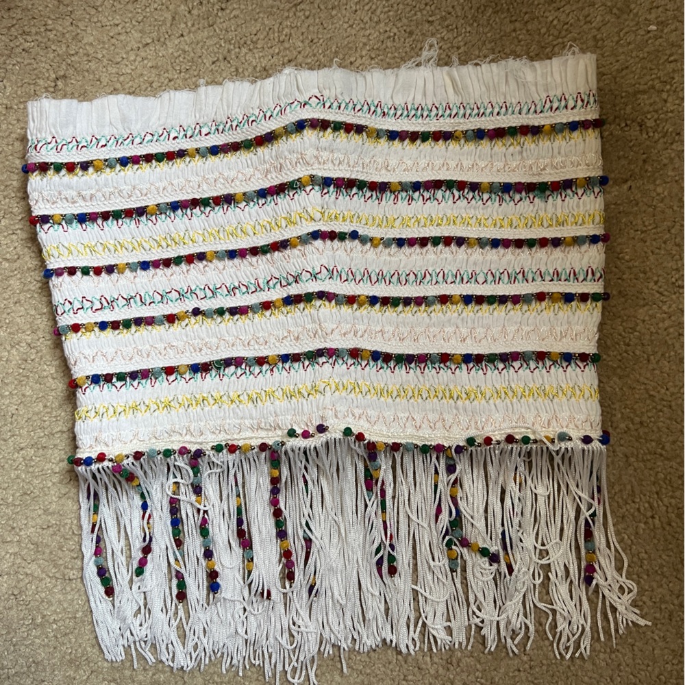 Majorelle beaded white tube top with fringe Women’s S